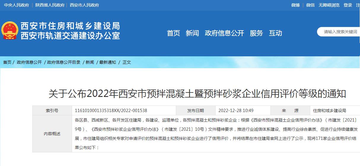 祝賀我公司被西安市住建局評(píng)為“AAAA”西安市預(yù)拌混凝土企業(yè)信用單位 祝賀我公司被西安市住建局評(píng)為“AAAA”西安市預(yù)拌混凝土企業(yè)信用單位